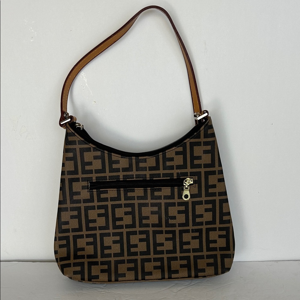 Chic Brown Patterned Shoulder Bag